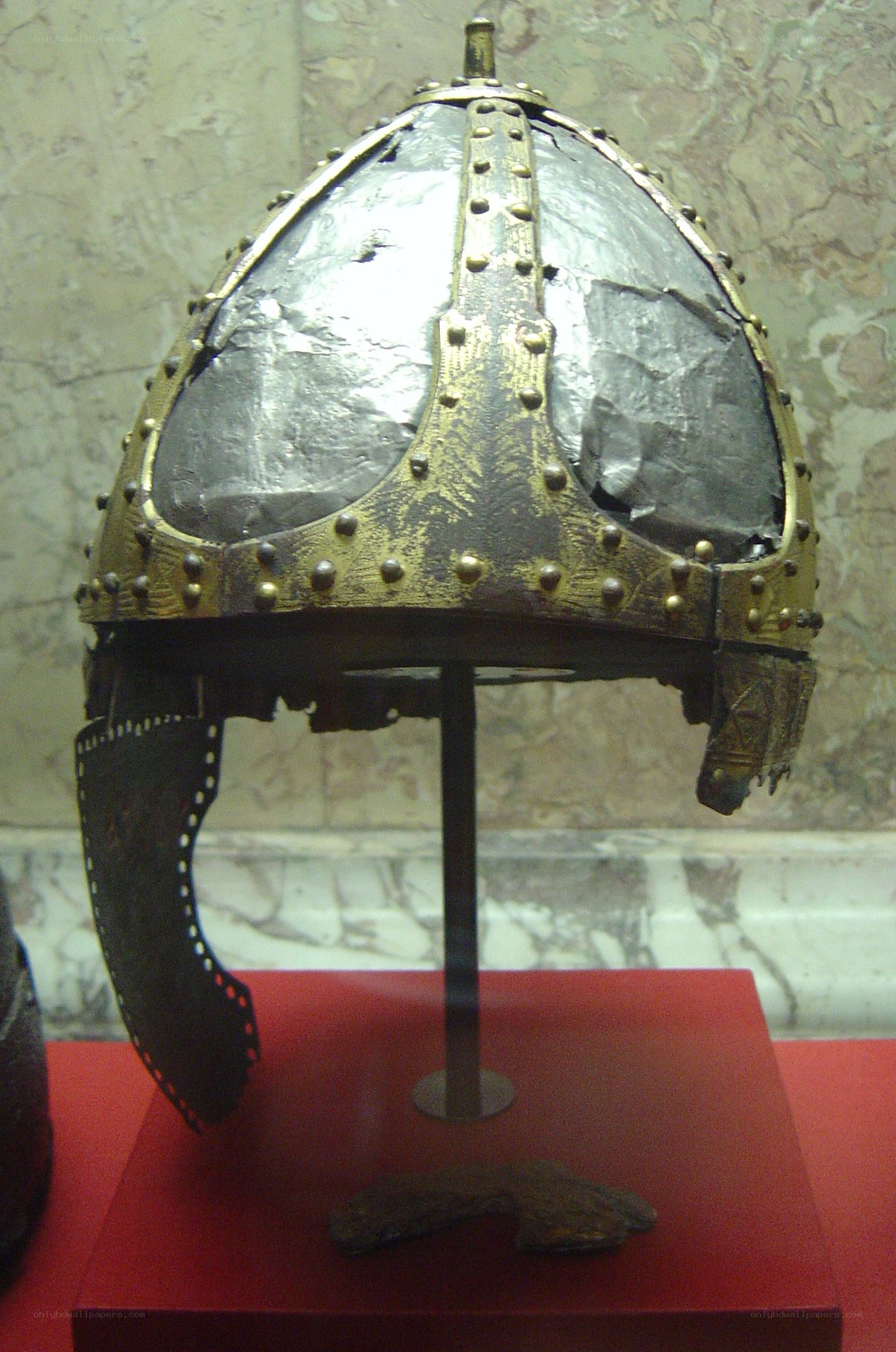 ancient helmet on display