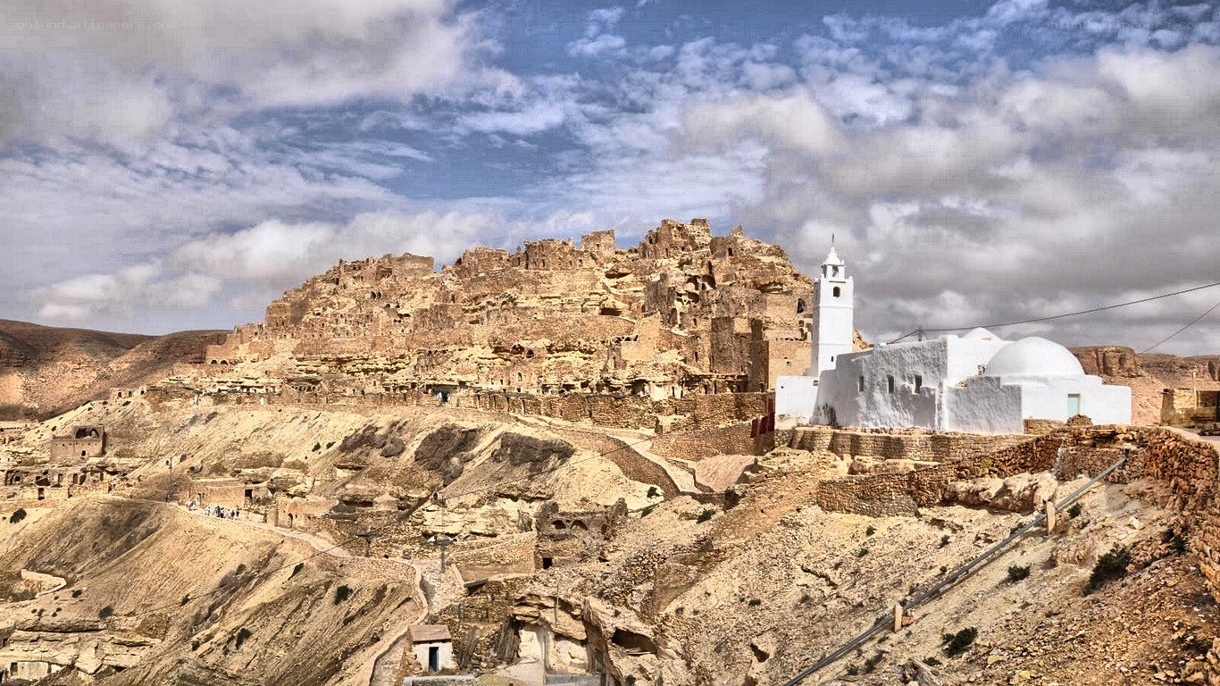Ancient hilltop village with mosque
