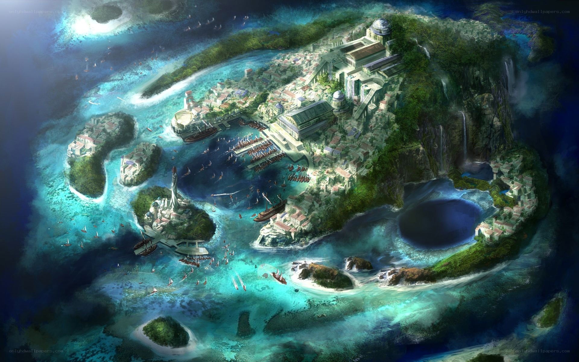 ancient island cityscape