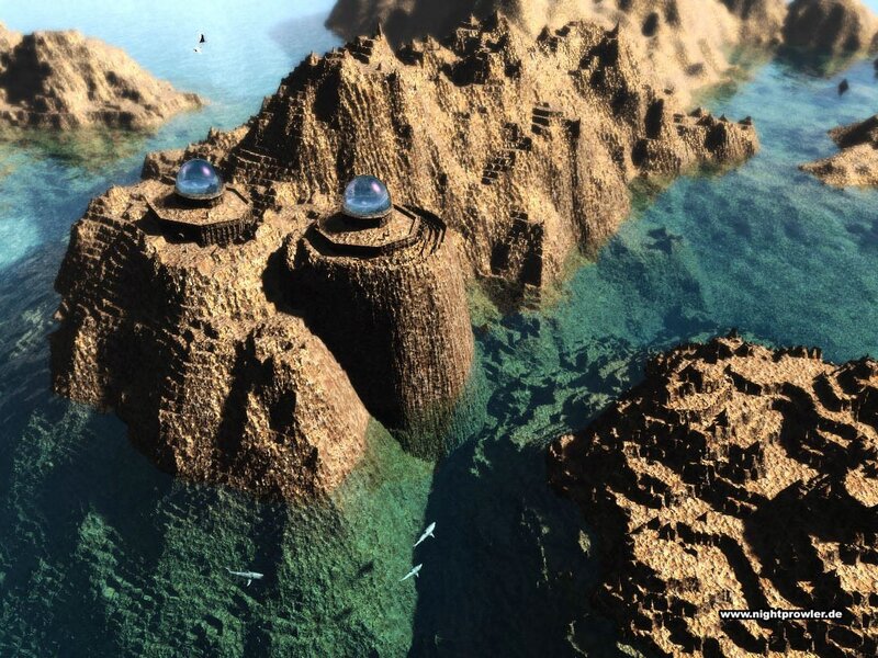 ancient island ruins with domes