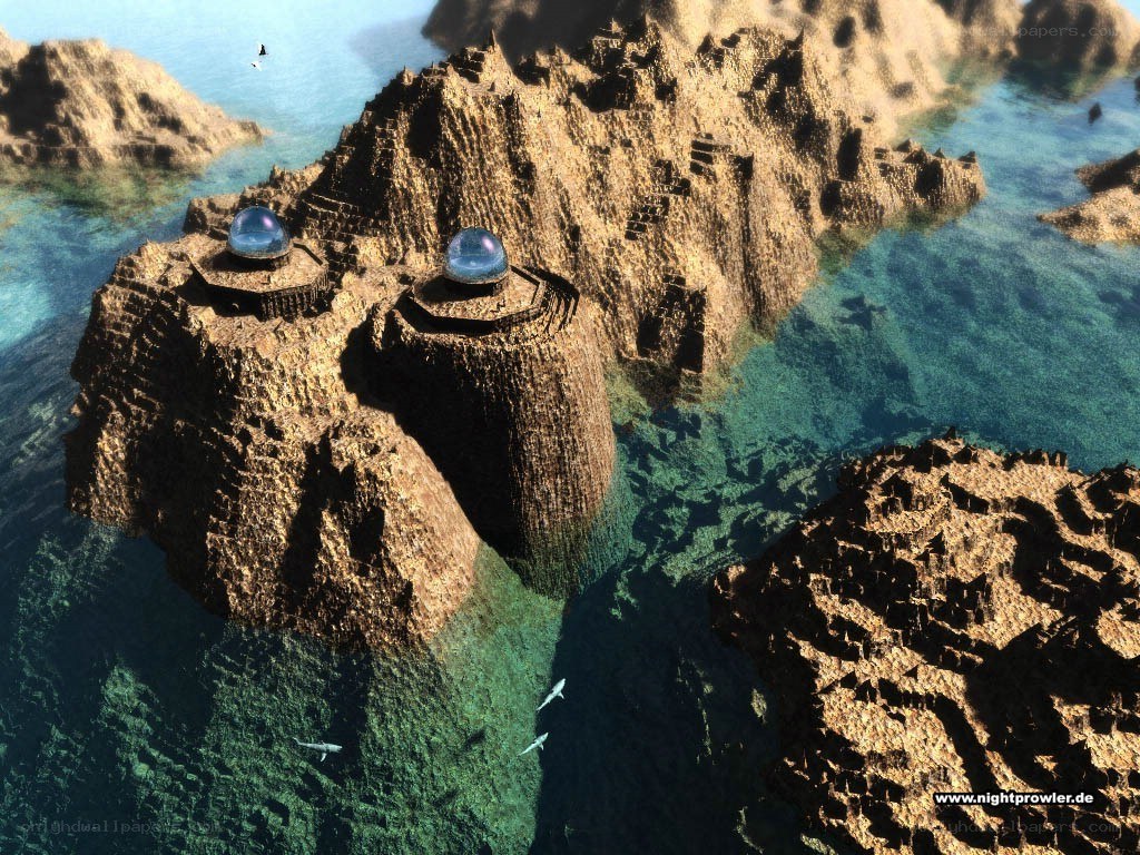 ancient island ruins with domes