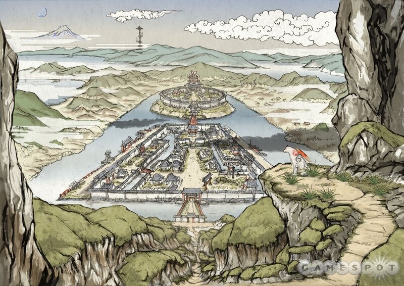 ancient japanese cityscape illustration