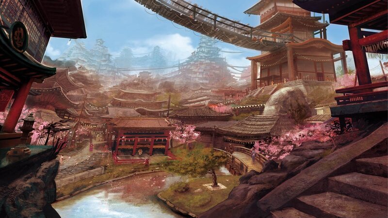 ancient japanese village scene