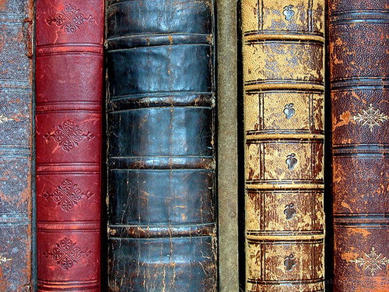 ancient leather-bound books