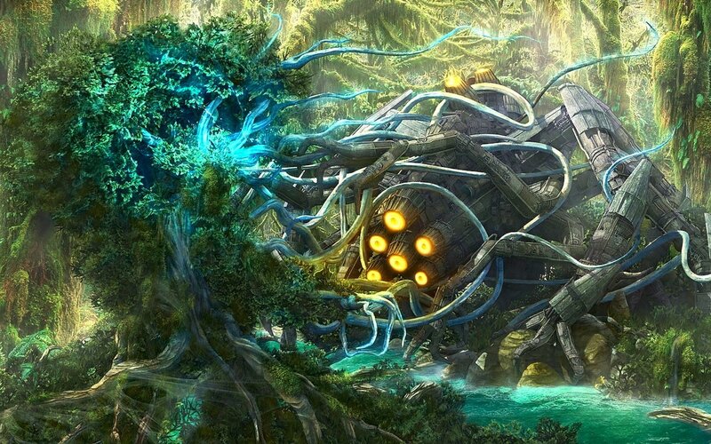 ancient machine in jungle