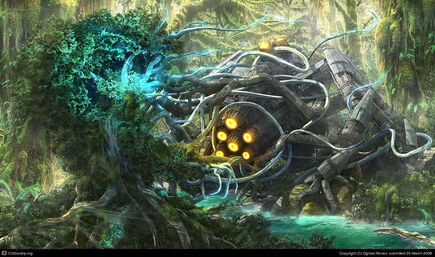 Ancient machine in jungle