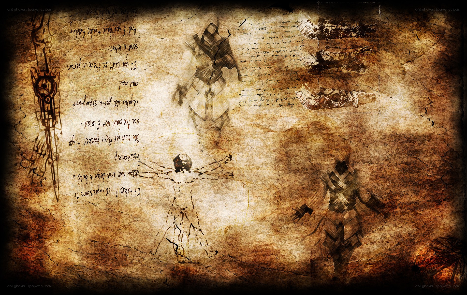 ancient manuscript with assassin's creed