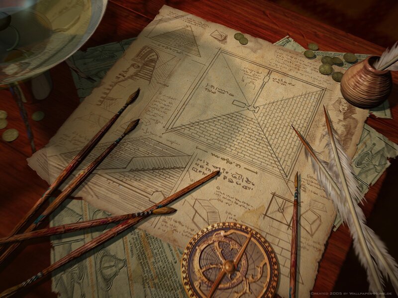 Ancient map and artifacts