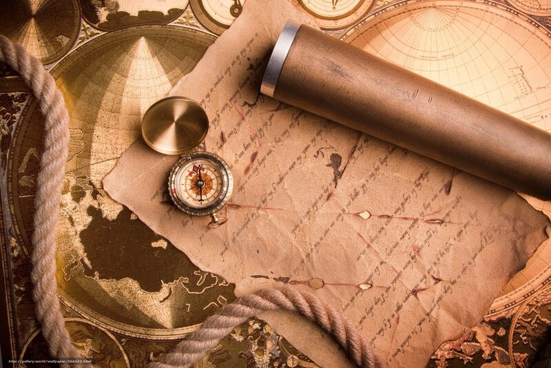 ancient map and compass