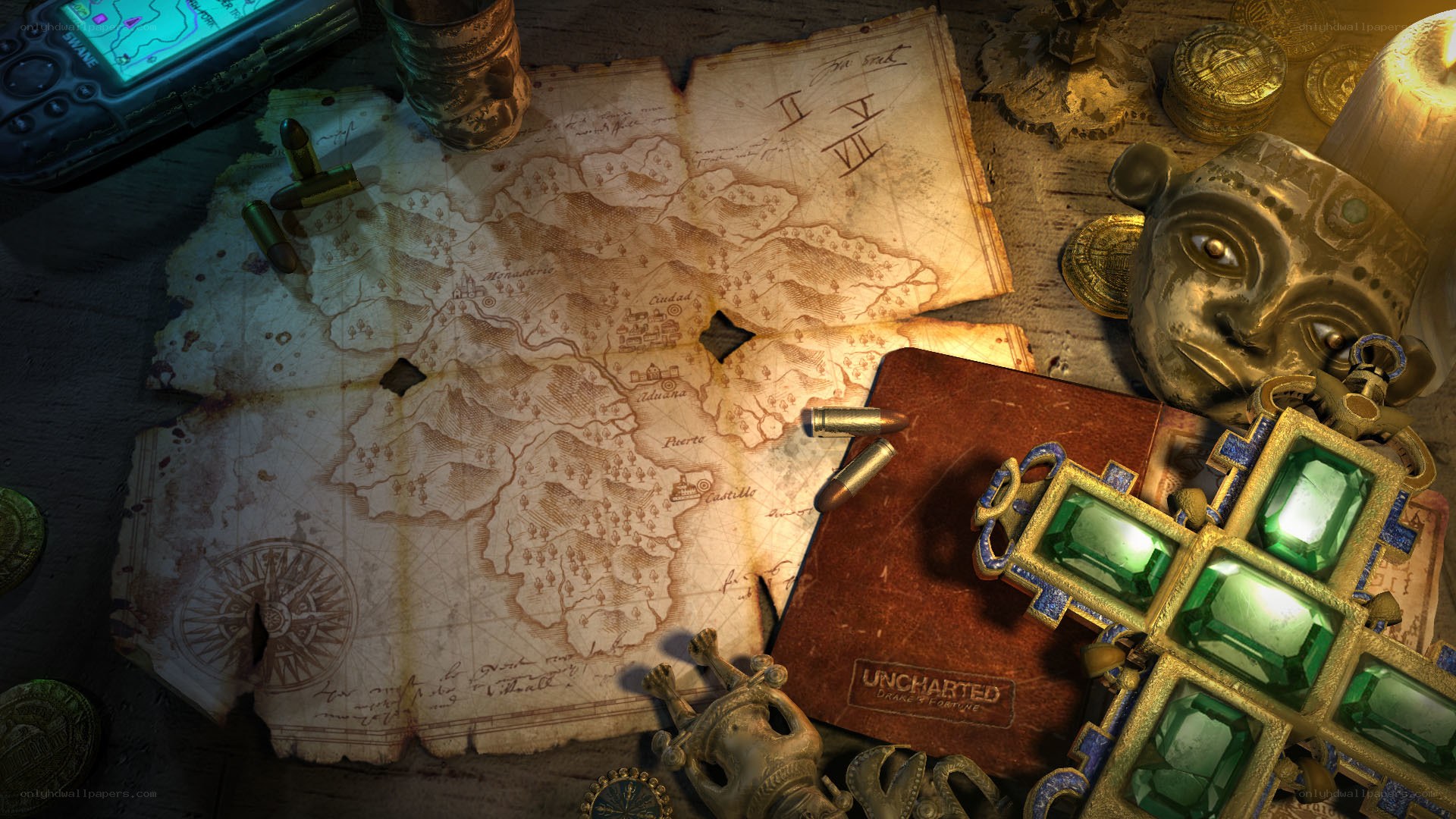 ancient map and treasure artifacts