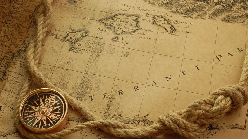 ancient map with compass