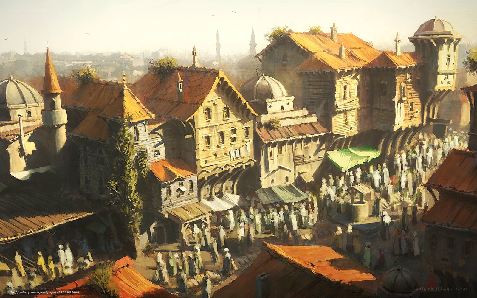 ancient market town scene