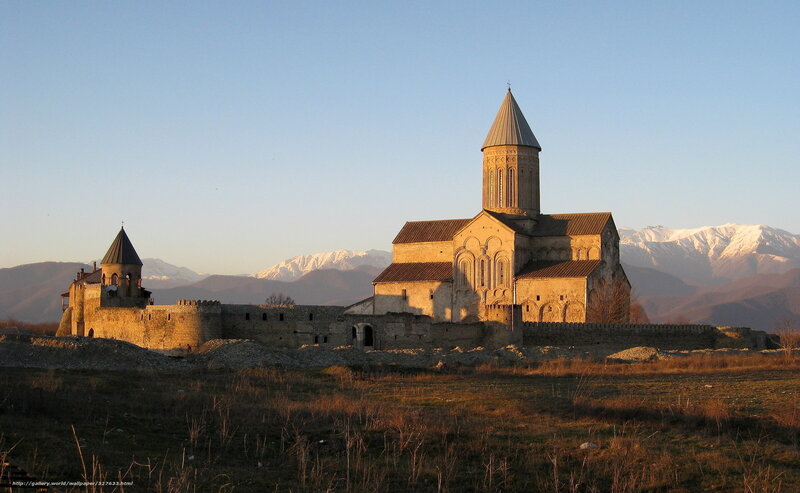 Ancient monastery in mountain valley