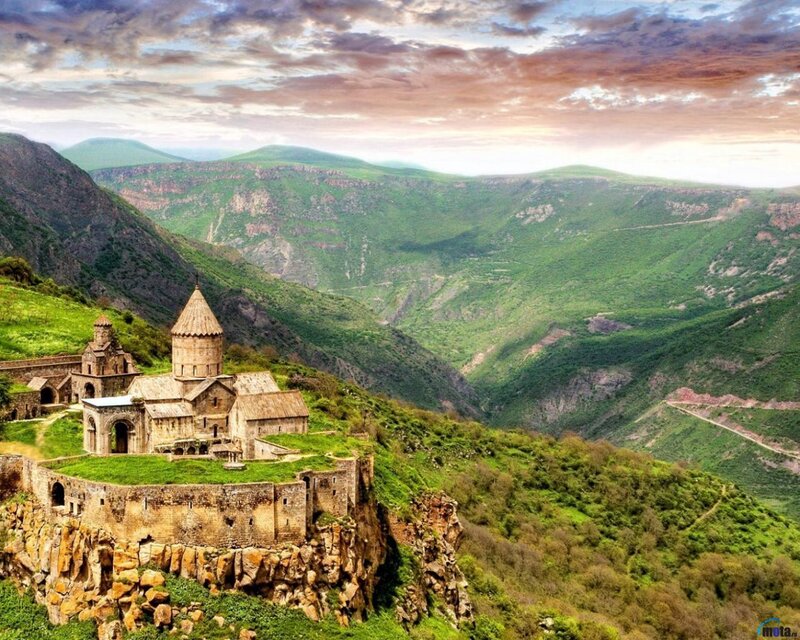 Ancient Monastery on Cliff — Green, Serene