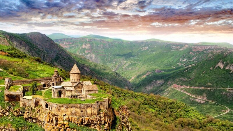 Ancient Monastery on Cliff — Green