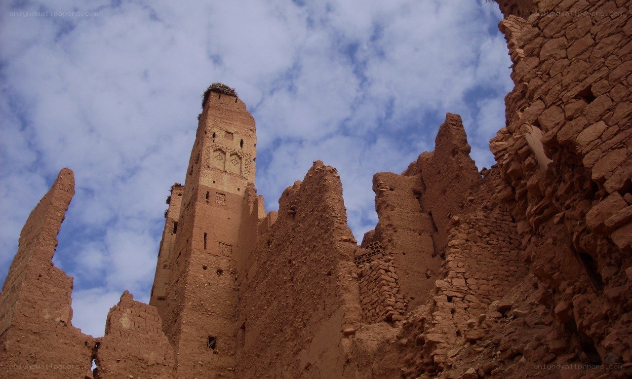 ancient mud-brick tower ruins