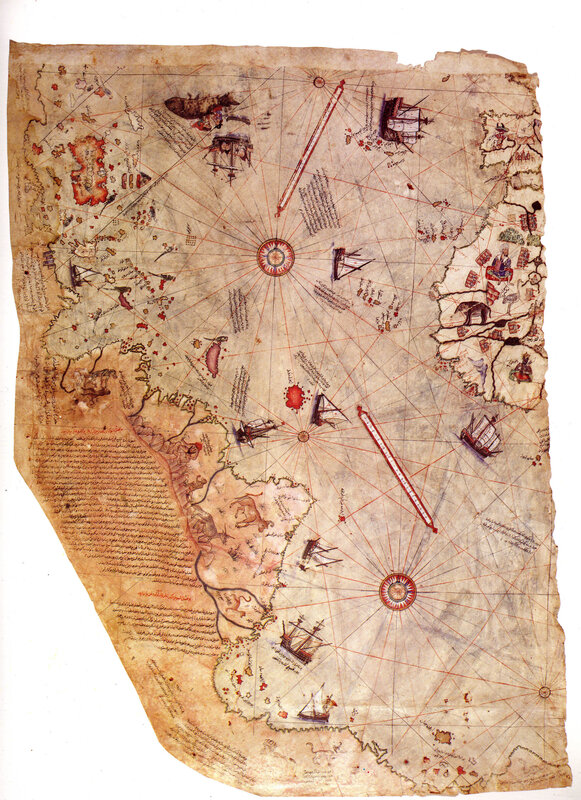 Ancient nautical chart of the Mediterranean