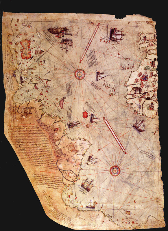 Ancient nautical chart of the Mediterranean