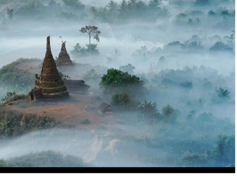 Ancient Pagodas in Mist — Green
