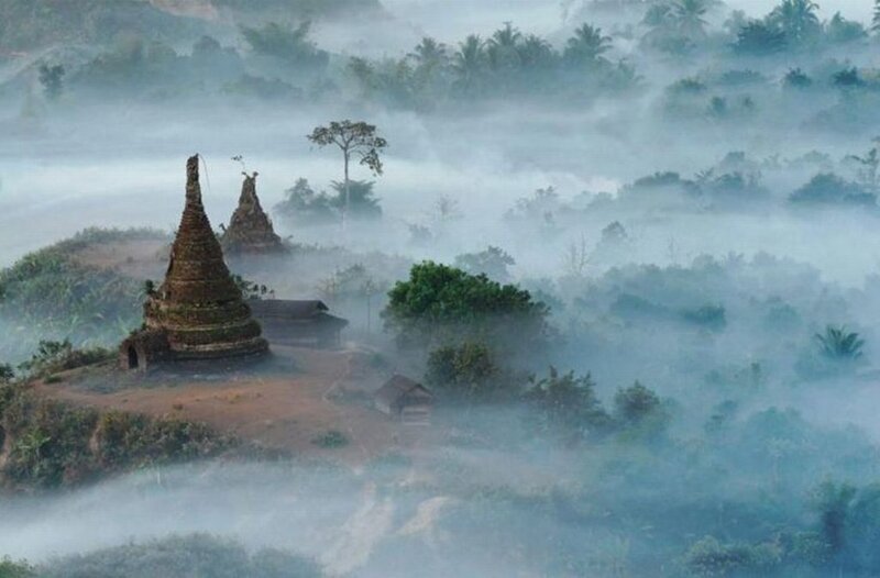 Ancient Pagodas in Mist