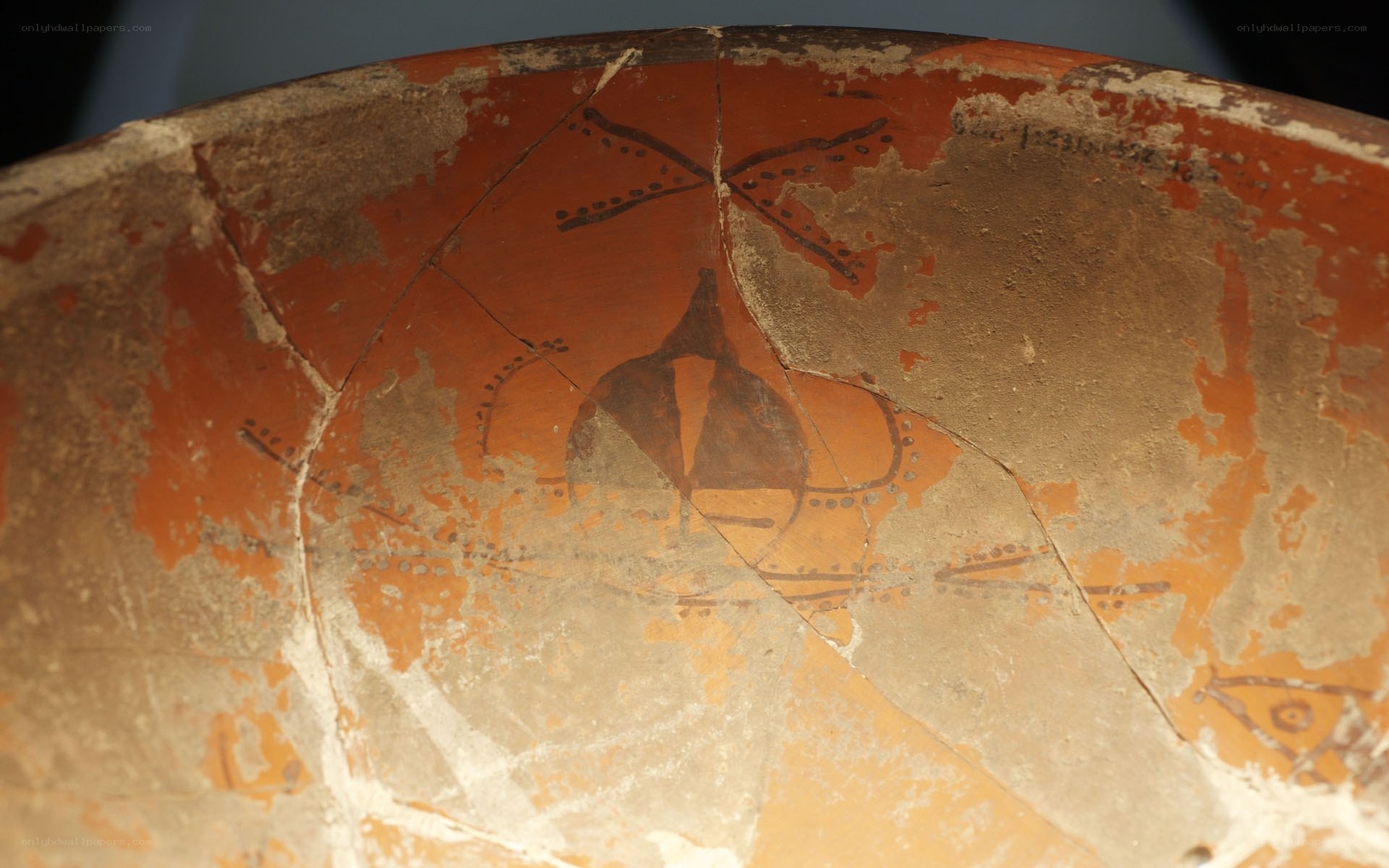 ancient painted pottery bowl
