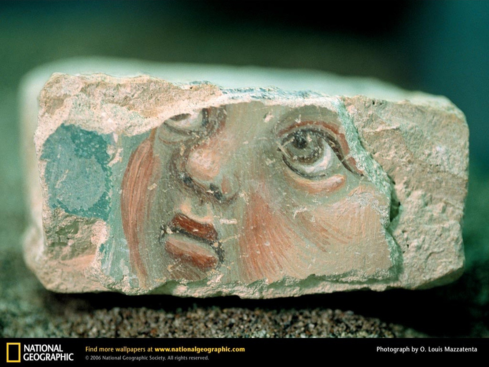 Ancient painted stone fragment