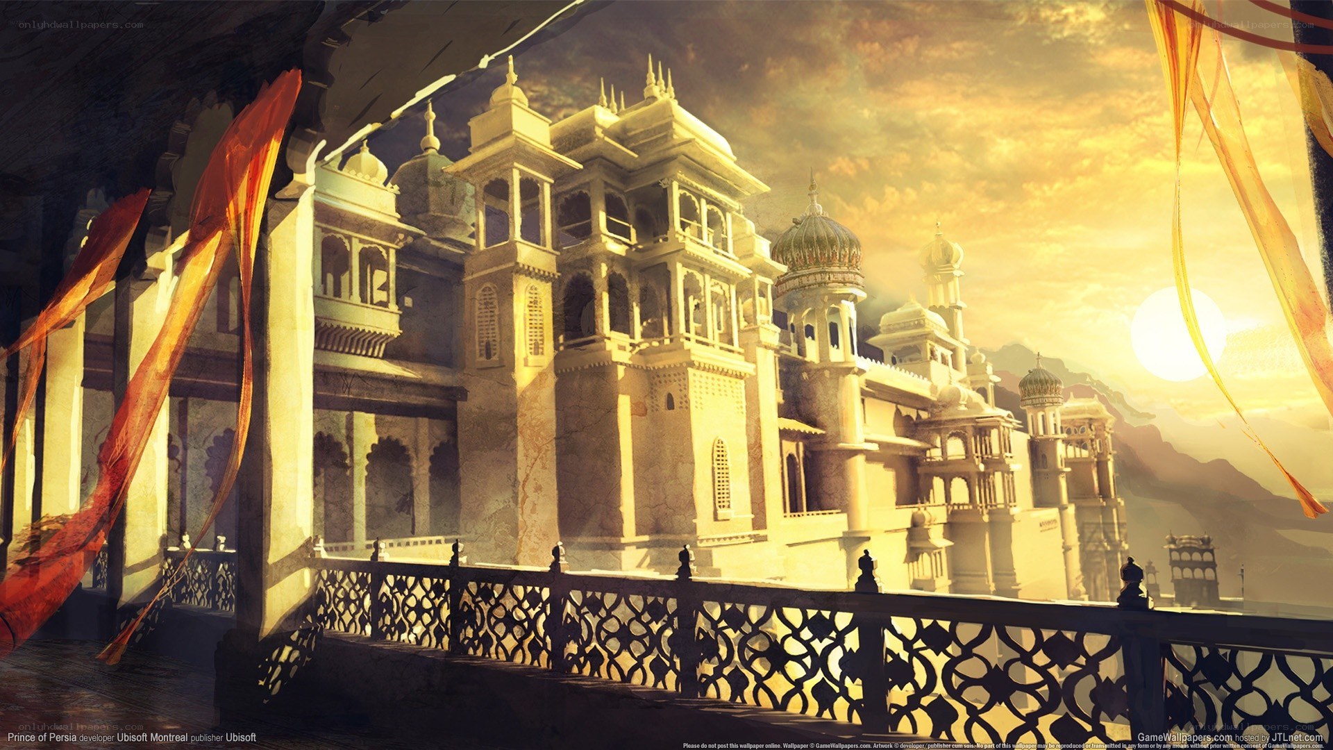 ancient palace at sunset