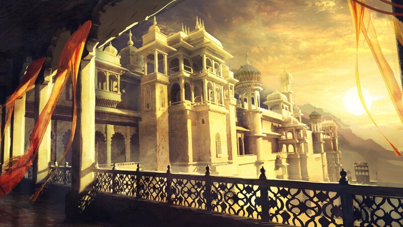 ancient palace at sunset