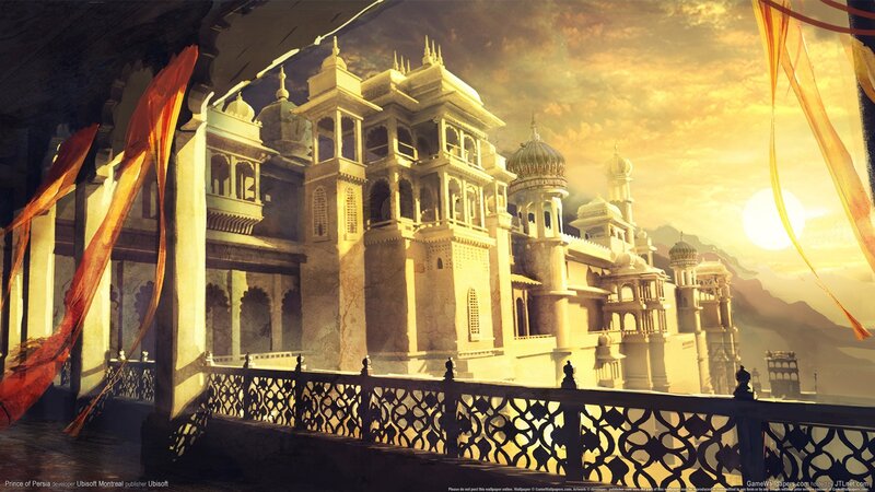 Ancient Palace at Sunset — Gold, Dramatic, Digital Art