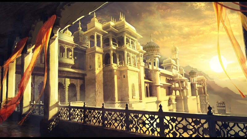 Ancient Palace at Sunset — Gold