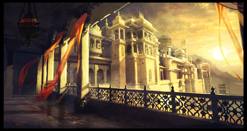 ancient palace at sunset