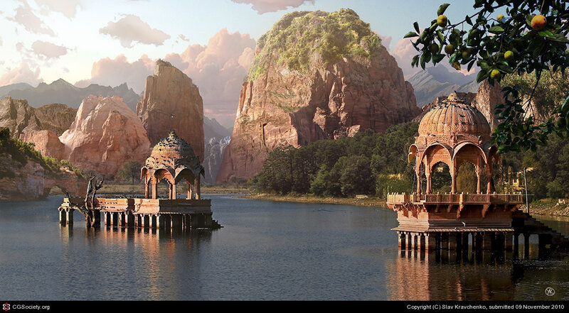 Ancient Pavilions on Lake