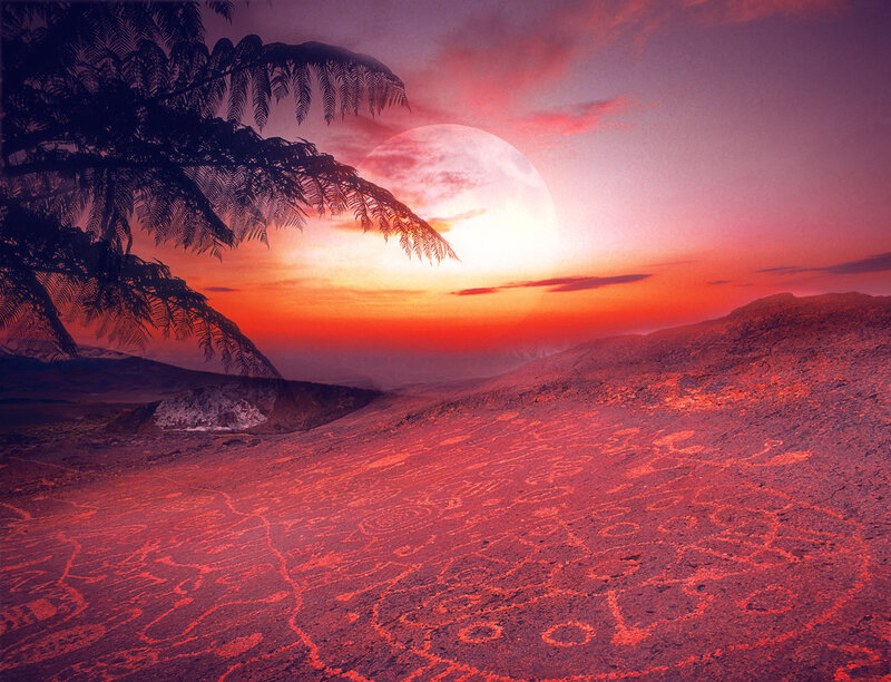 Ancient Petroglyphs on Hillside