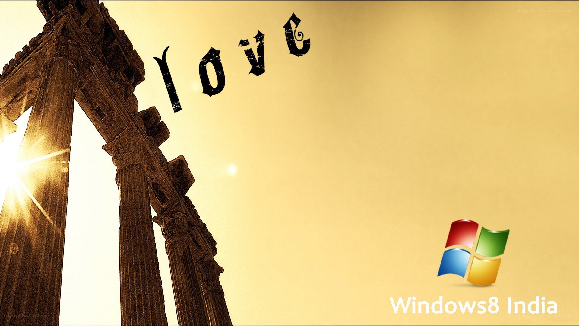 ancient pillars with love text