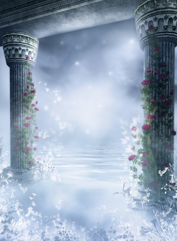Ancient Pillars with Roses — Blue