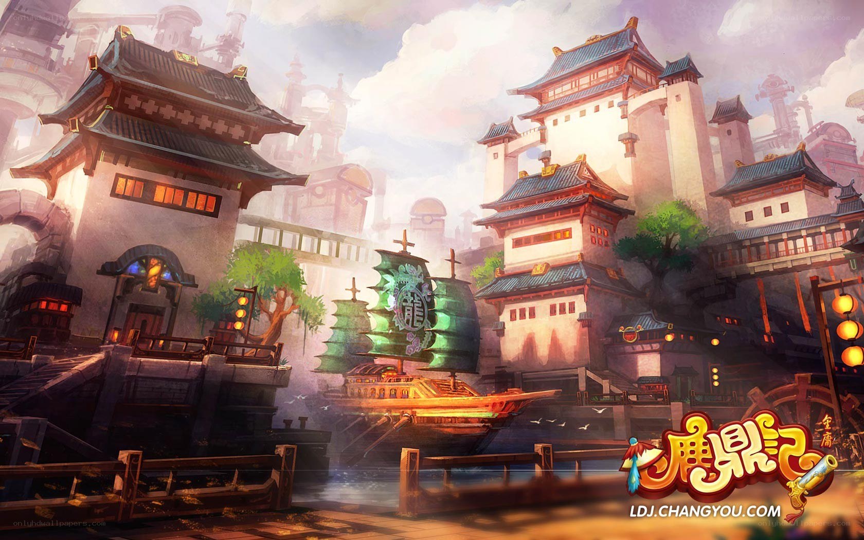 ancient port city scene