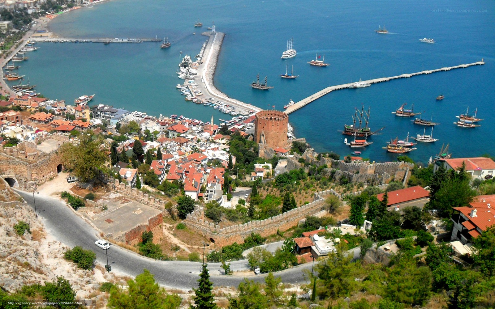 ancient port city with castle