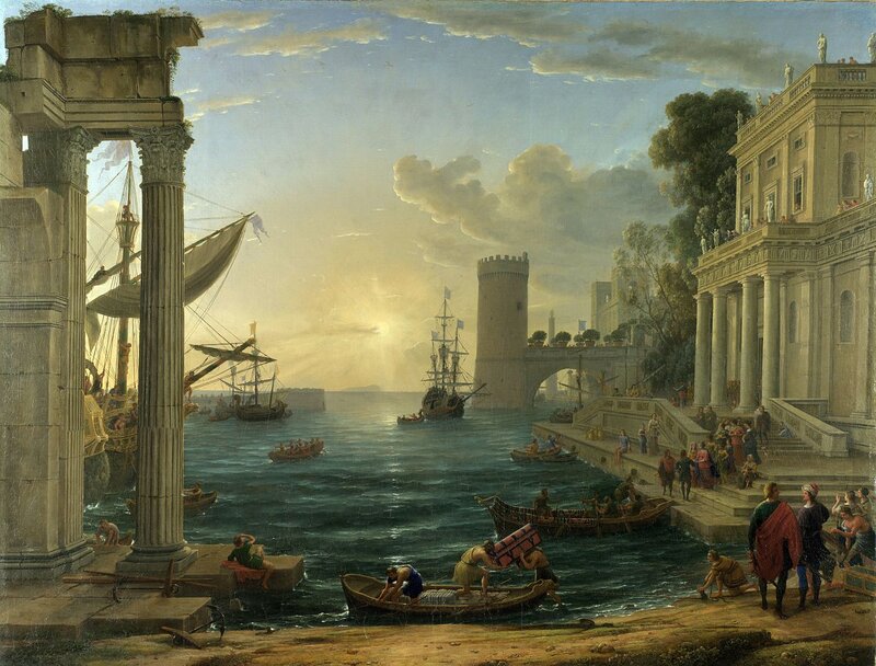 Ancient Port Scene — Blue