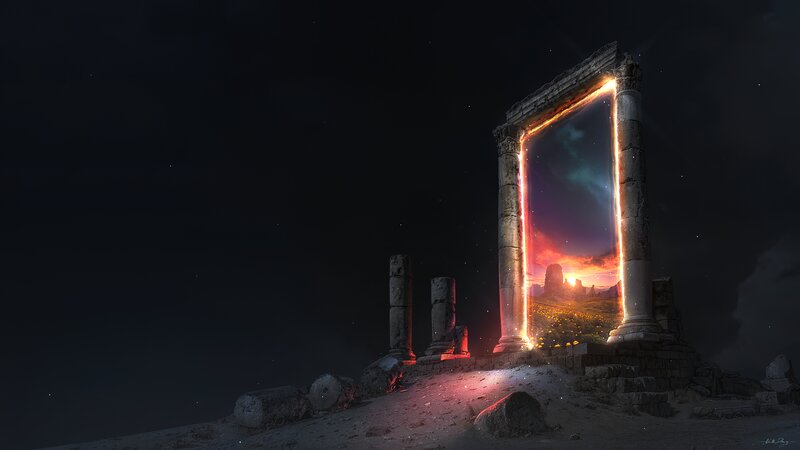 Ancient Portal at Night