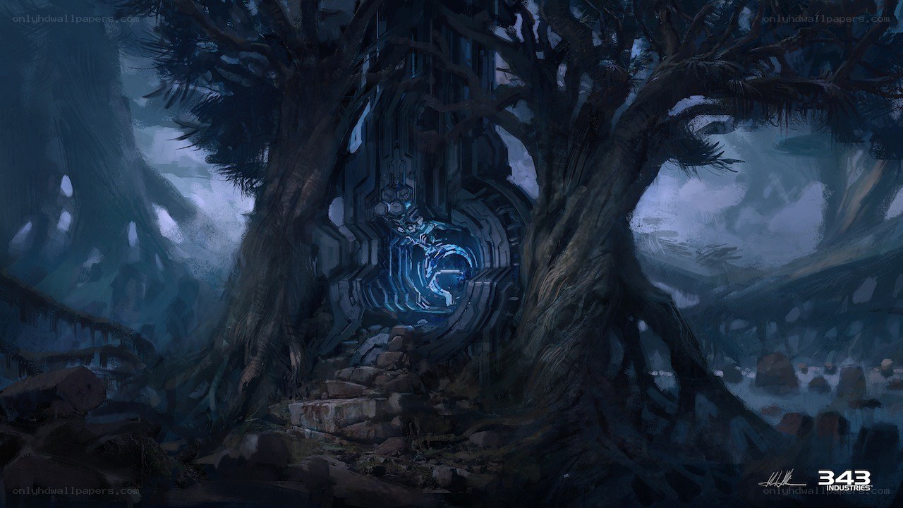 ancient portal in a forest