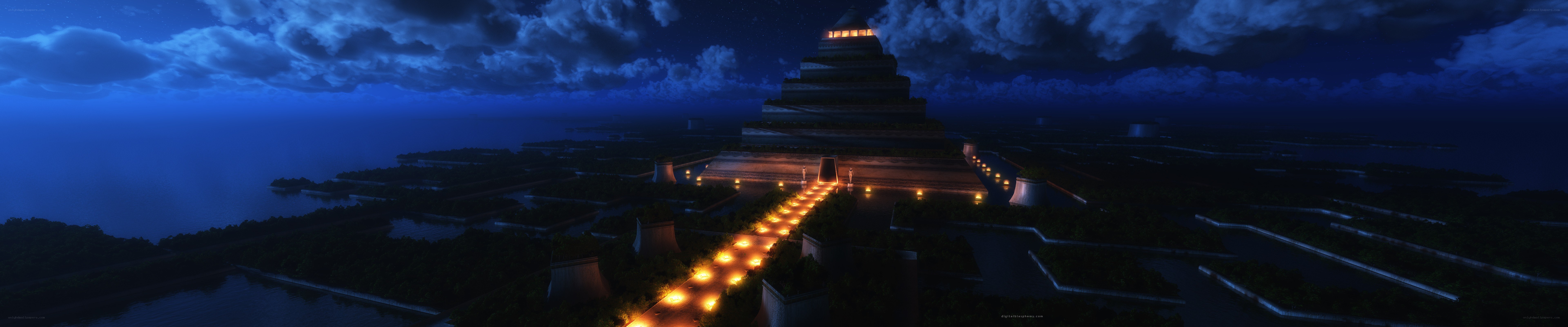 ancient pyramid at night