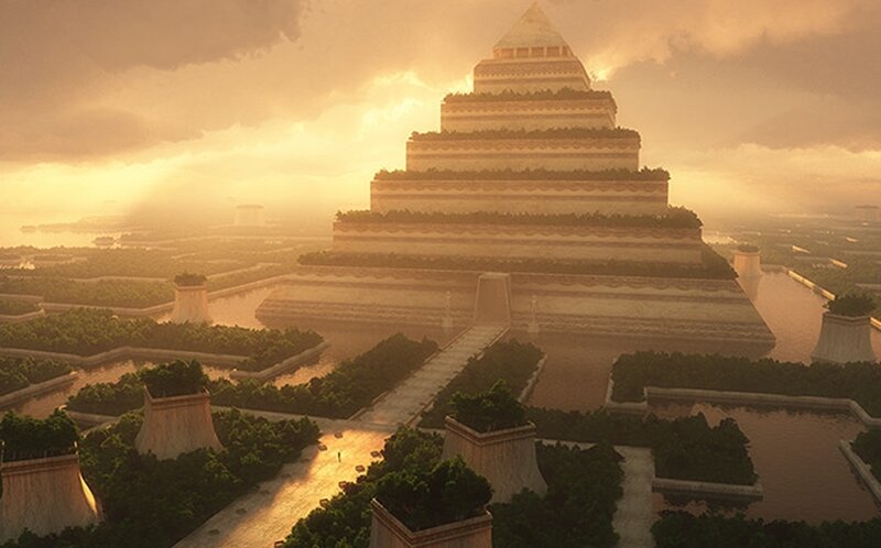 ancient pyramid at sunset