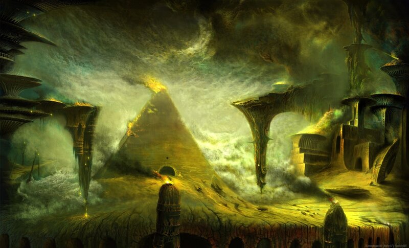Ancient Pyramid Ruins — Yellow, Dramatic