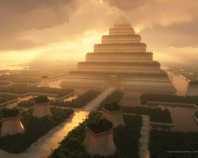 Ancient Pyramid Temple — Gold, Dramatic