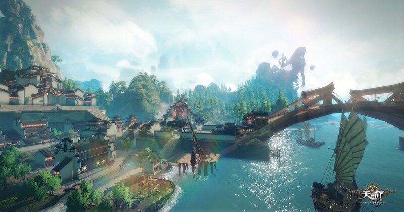 Ancient River Town — Blue