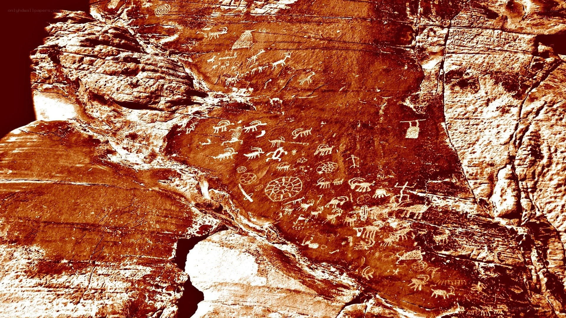 Ancient rock art petroglyphs