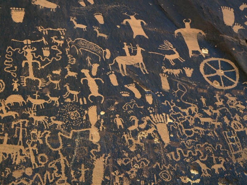 Ancient rock art petroglyphs