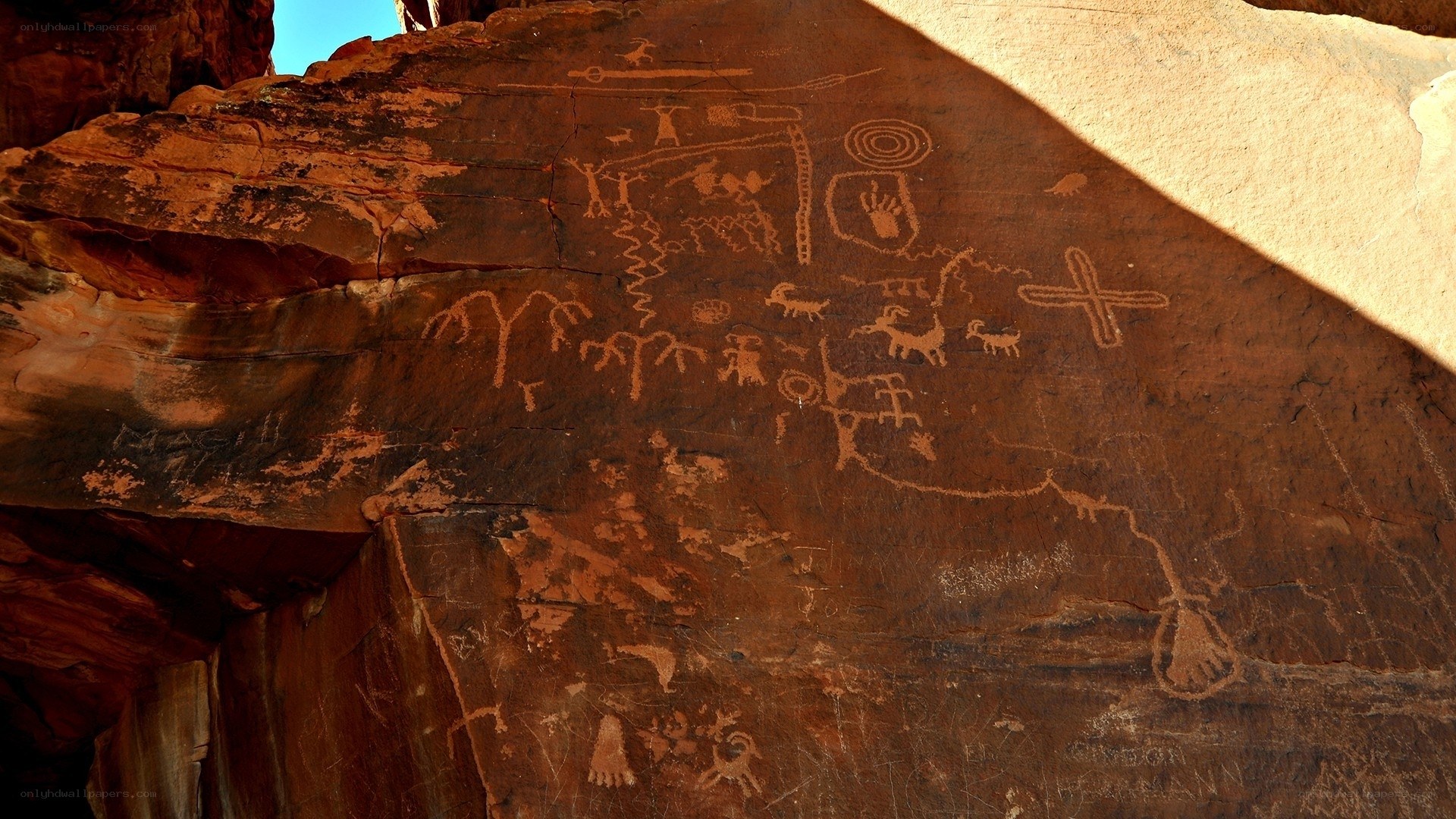 Ancient rock art petroglyphs