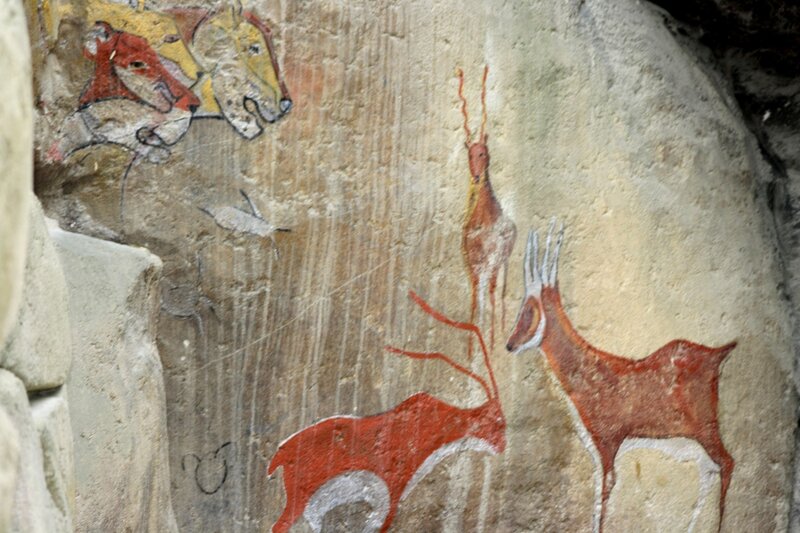 Ancient rock art with animals