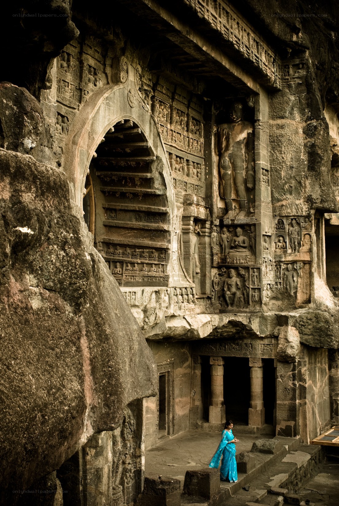 Ancient rock-cut temple in India